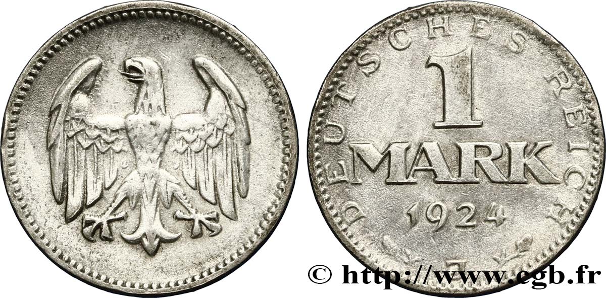 ALLEMAGNE 1 Mark aigle 1924 Hambourg - J TTB+ 