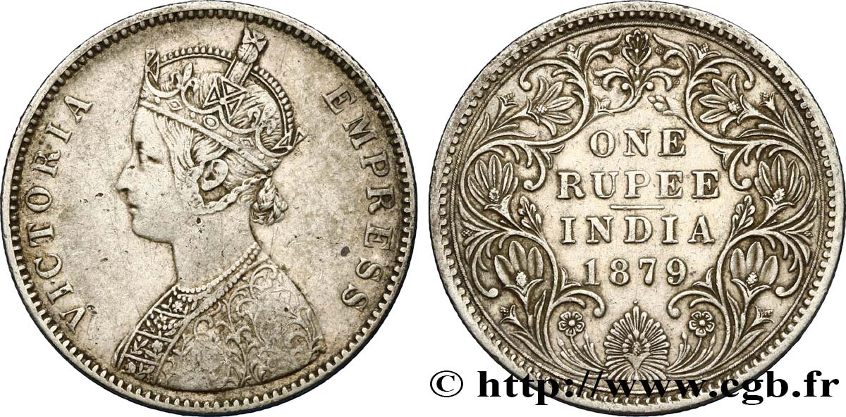 BRITISH INDIA 1 Roupie Victoria 1879  Bombay XF 