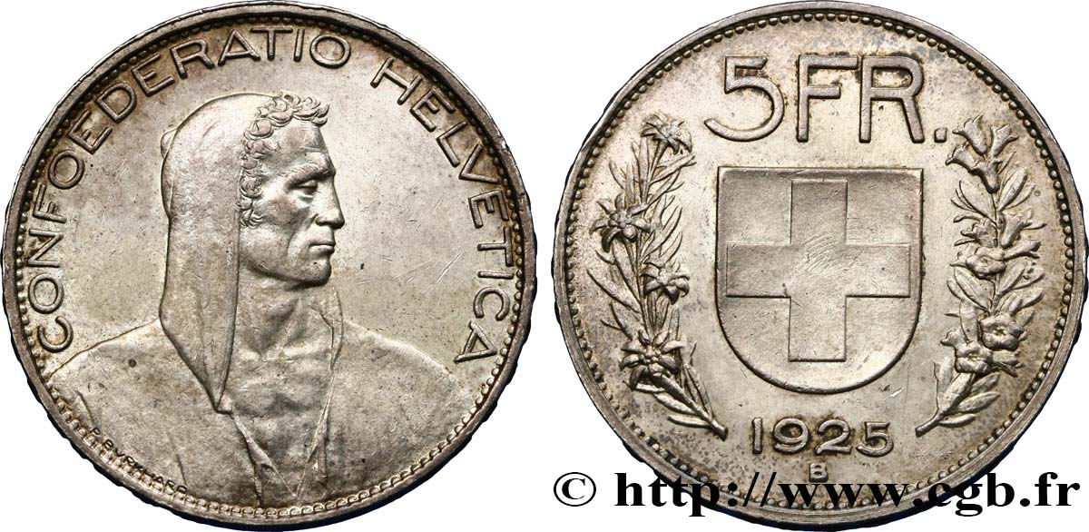 SUIZA 5 Francs berger 1925 Berne EBC 