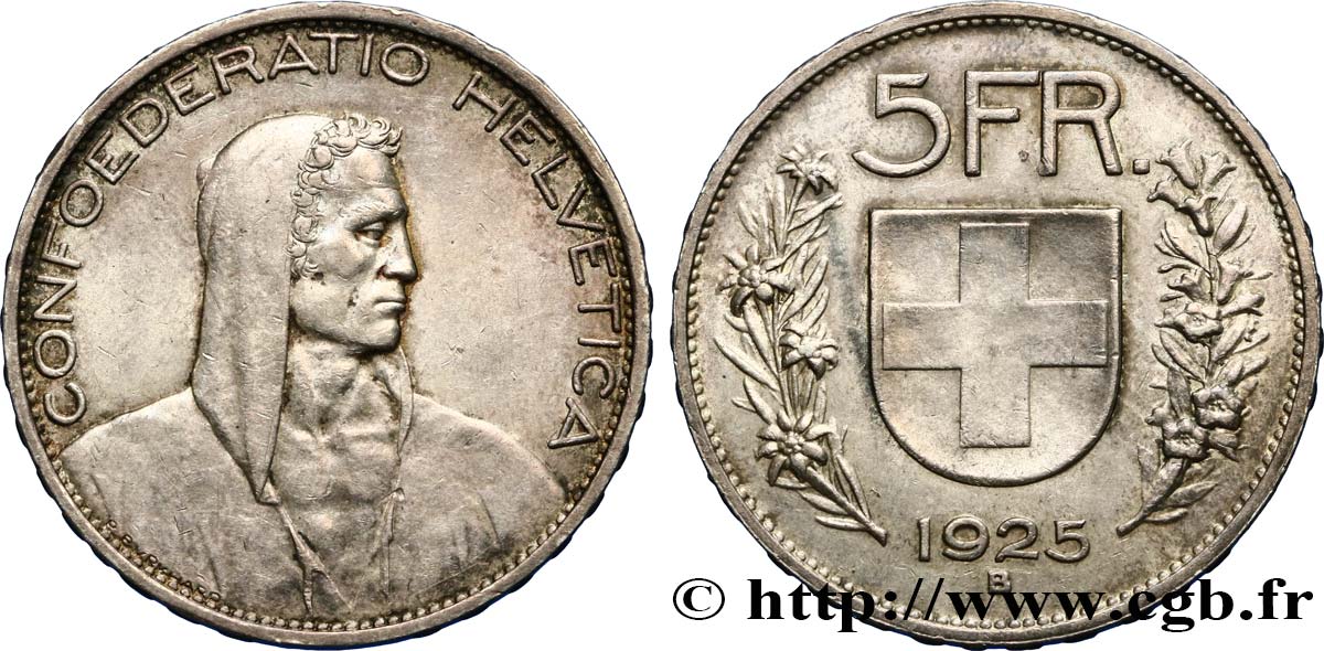 SVIZZERA  5 Francs berger 1925 Berne SPL 