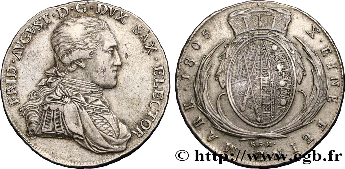 ALLEMAGNE - SAXE Thaler Frédéric-Auguste III 1805  TB+ 