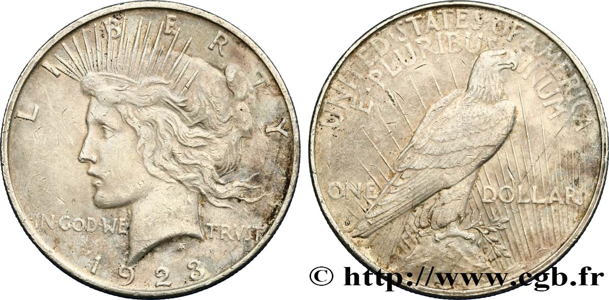 VEREINIGTE STAATEN VON AMERIKA 1 Dollar type Peace 1923 Denver fSS 