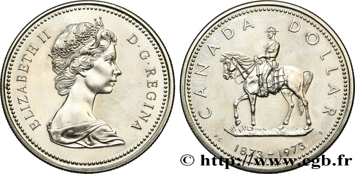 CANADA 1 Dollar Elisabeth II / policier à cheval de la Gendarmerie royale du Canada 1973  AU 