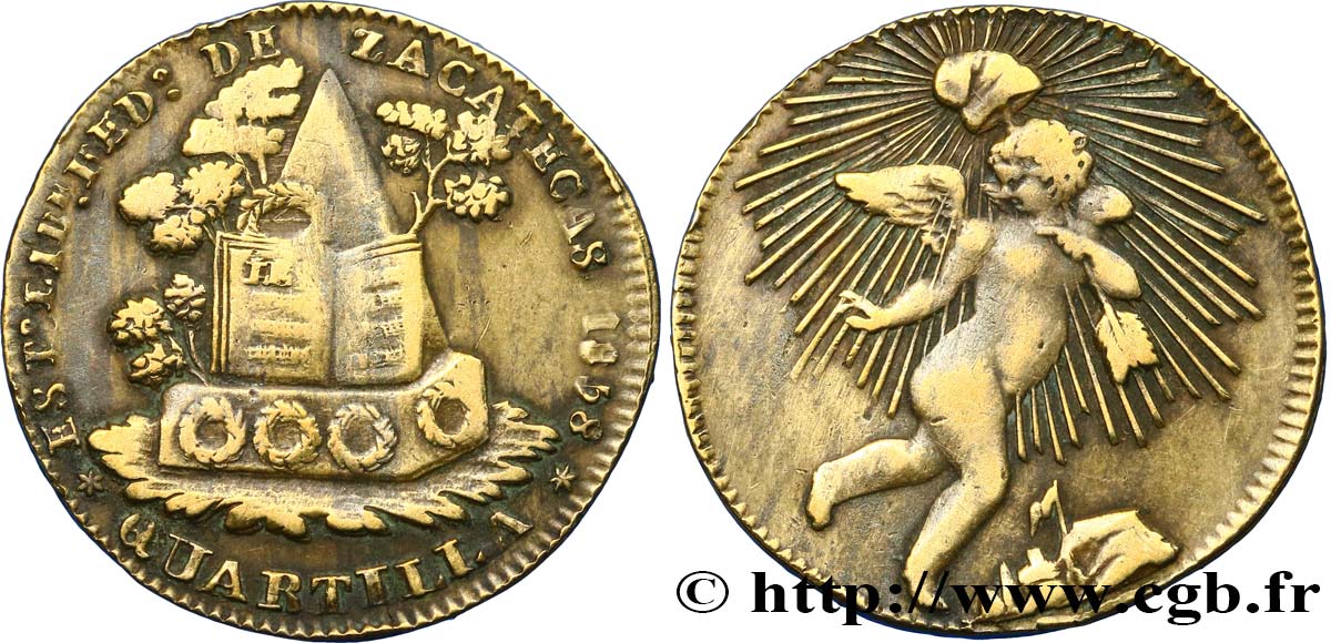 MEXICO 1/4 Real Zacatecas 1858 Zacatecas XF 