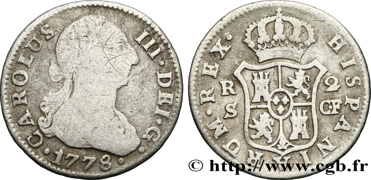 SPAGNA 2 Reales Charles III 1778 Séville MB 