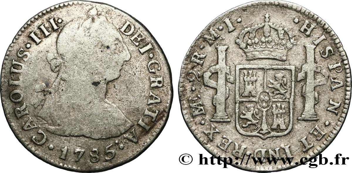PERU 2 Reales Charles III 1785 Lima MB 