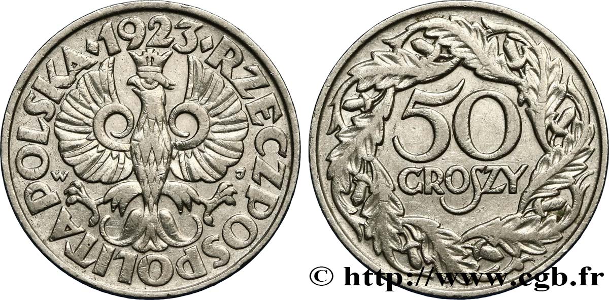 POLEN 50 Groszy 1923 Varsovie VZ 