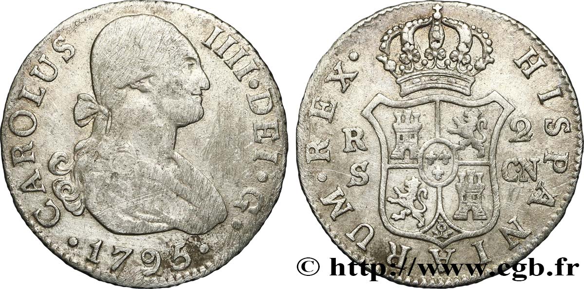 SPANIEN 2 Reales Charles IV 1795 Séville S/fSS 