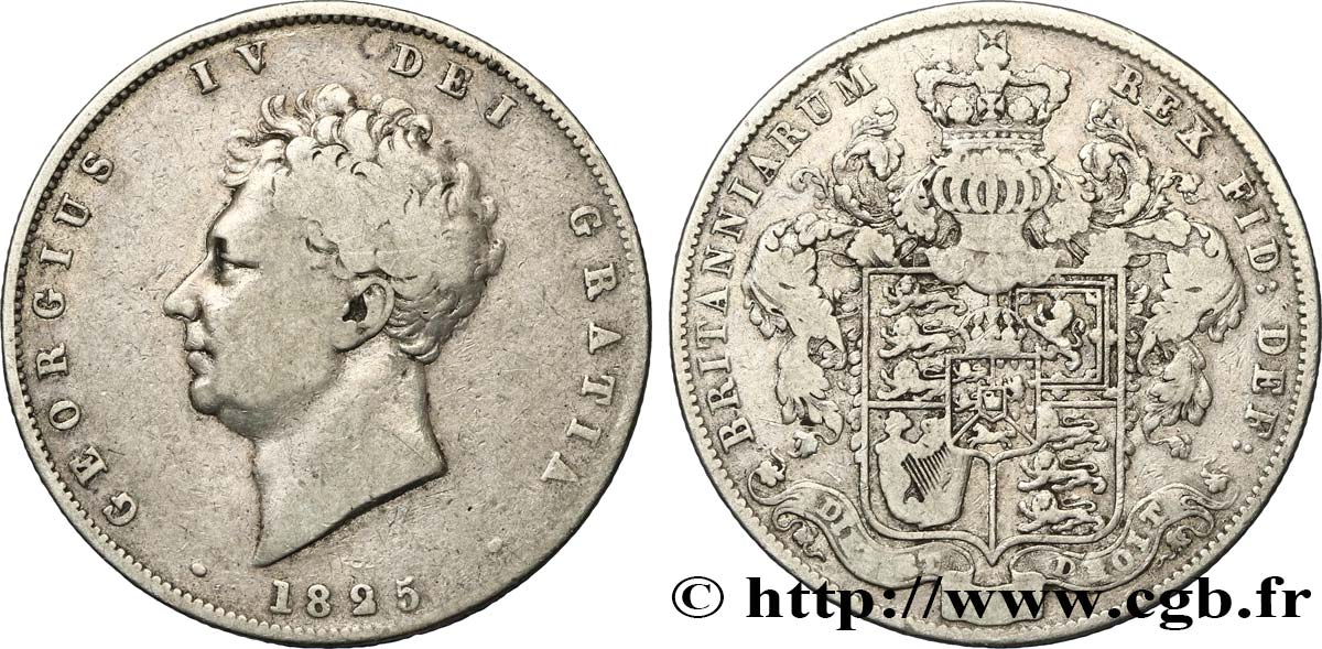 REINO UNIDO 1/2 Crown Georges IV 1825 Londres BC+ 
