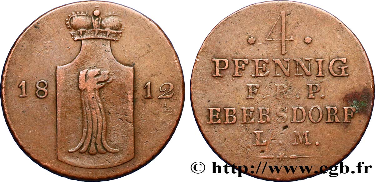 DEUTSCHLAND - REUSS-EBERSDORF 4 Pfenning 1812  SS 