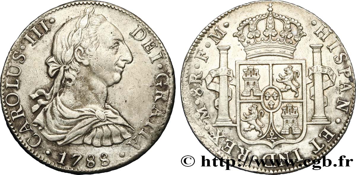 MEXIQUE 8 Reales Charles III 1788 Mexico TTB/SUP 