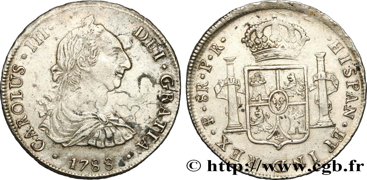 BOLIVIA 8 Reales Charles III 1788 Potosi MBC/MBC+ 