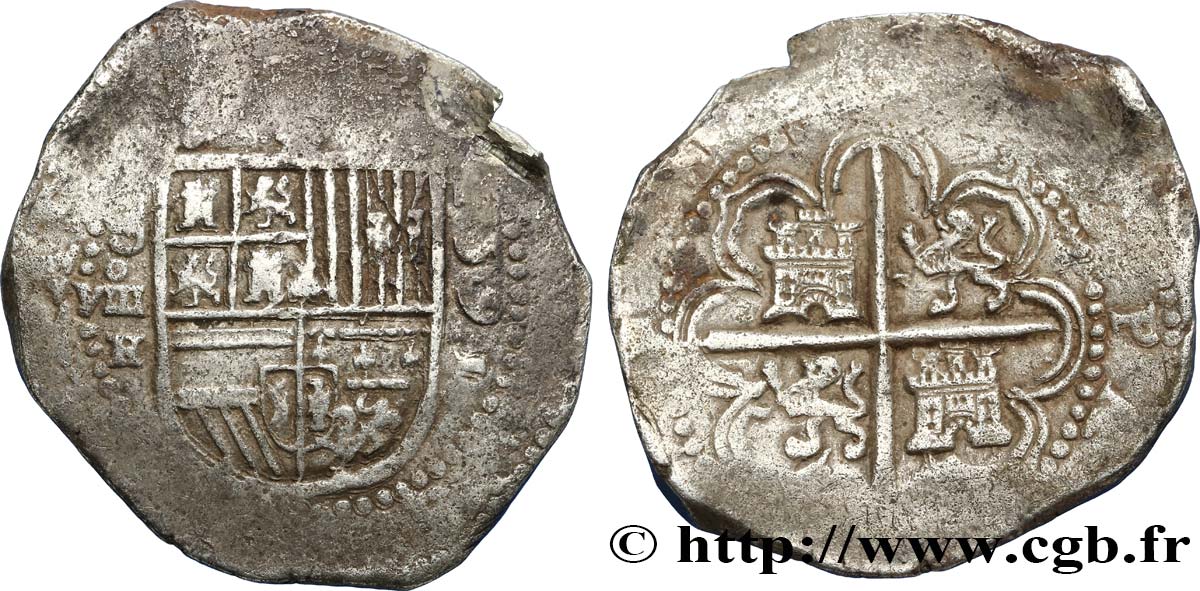SPAIN - PHILIPPE II OF HABSBOURG 8 Reales 1591 Séville fSS/SS 