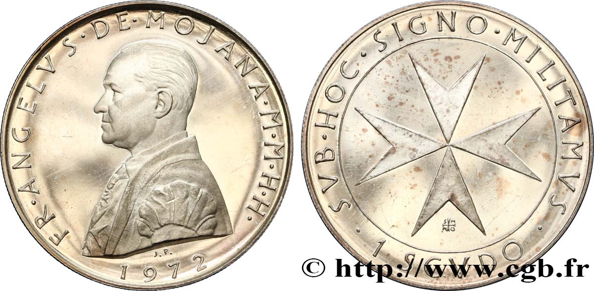 SOUVERÄNE MALTESERORDEN 1 Scudo Fra Angelo de Mojana di Cologna 1972 S.M.O.M., Rome fST 