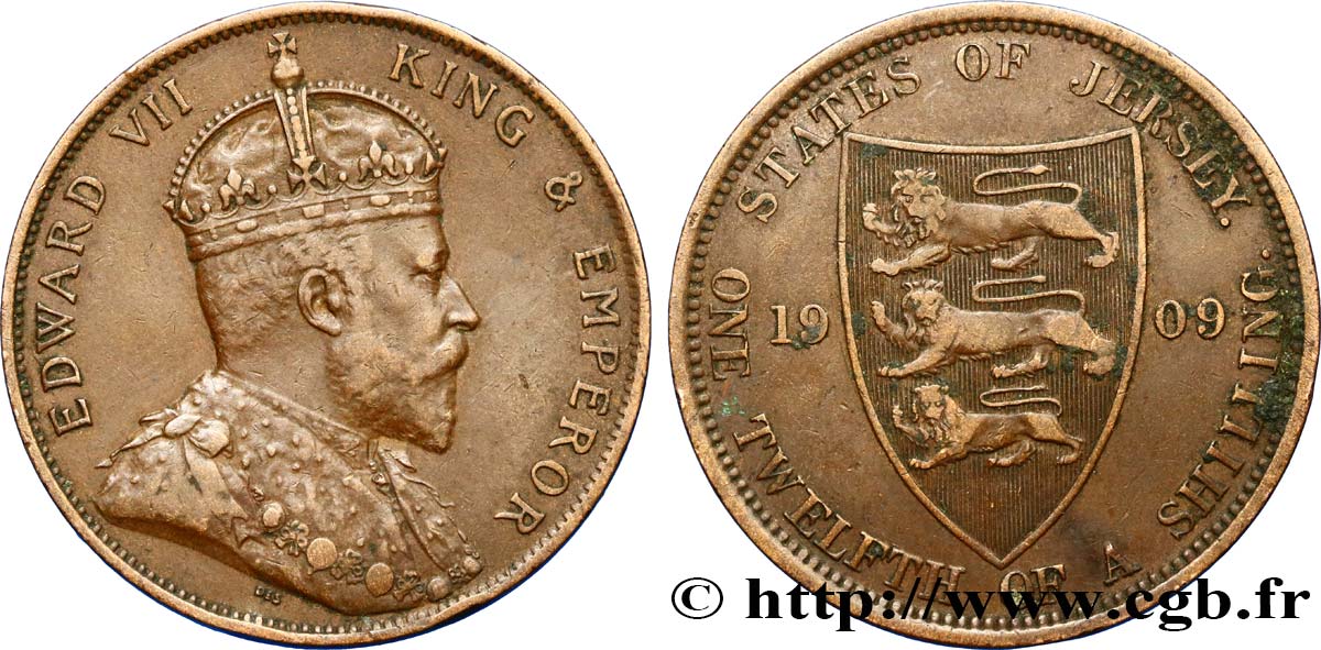 JERSEY 1/12 Shilling Edouard VII 1909  BB 