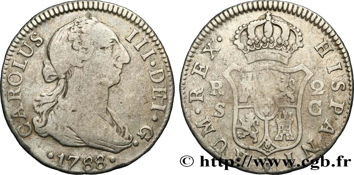 SPAGNA 2 Reales Charles III 1788 Séville MB 