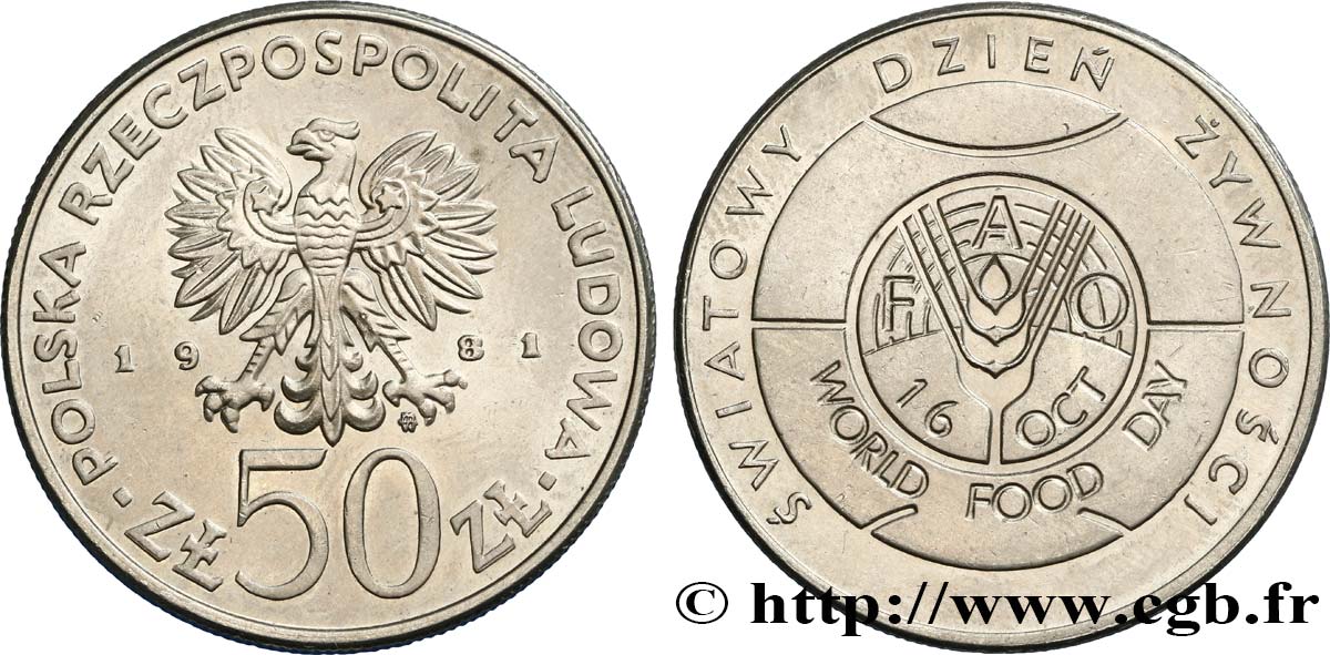 POLONIA 50 Zlotych FAO 1981 Varsovie MS 