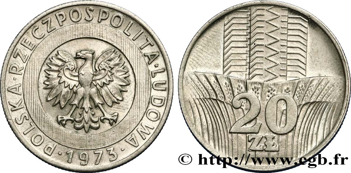 POLONIA 20 Zlotych aigle  1973 Varsovie MS 