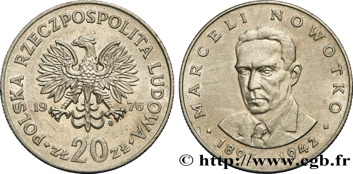 POLONIA 20 Zlotych aigle / Marceli Novotko 1976 Varsovie EBC 