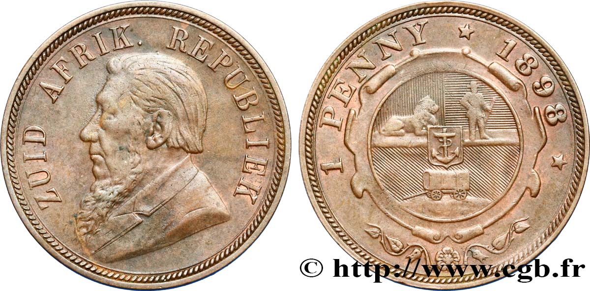 AFRIQUE DU SUD 1 Penny président Kruger 1898  TTB+ 