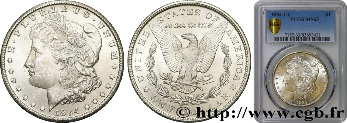 STATI UNITI D AMERICA 1 Dollar Morgan 1884 Carson City - CC MS63 PCGS
