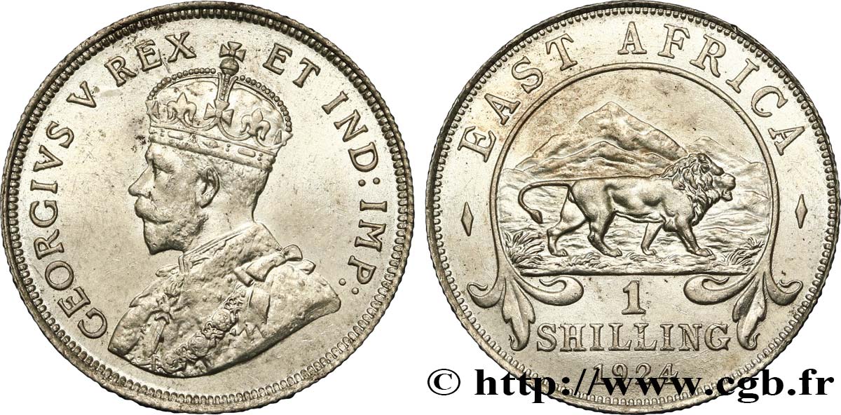 AFRICA DI L EST BRITANNICA  1 Shilling Georges V 1924 British Royal Mint MS 