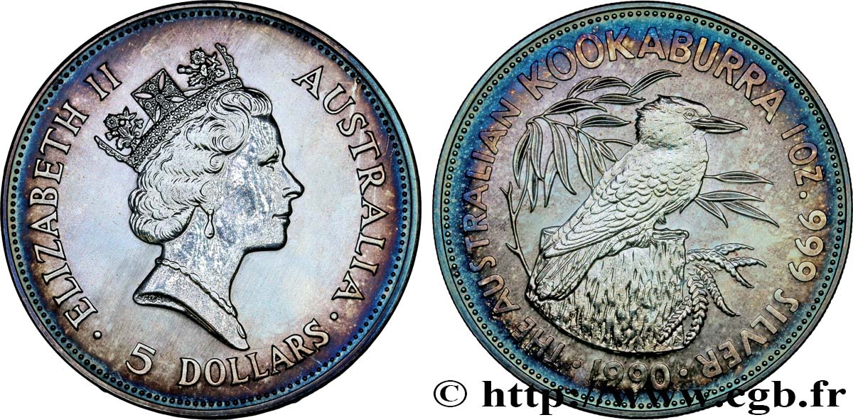 AUSTRALIA 5 Dollar Kookaburra 1990  MS 