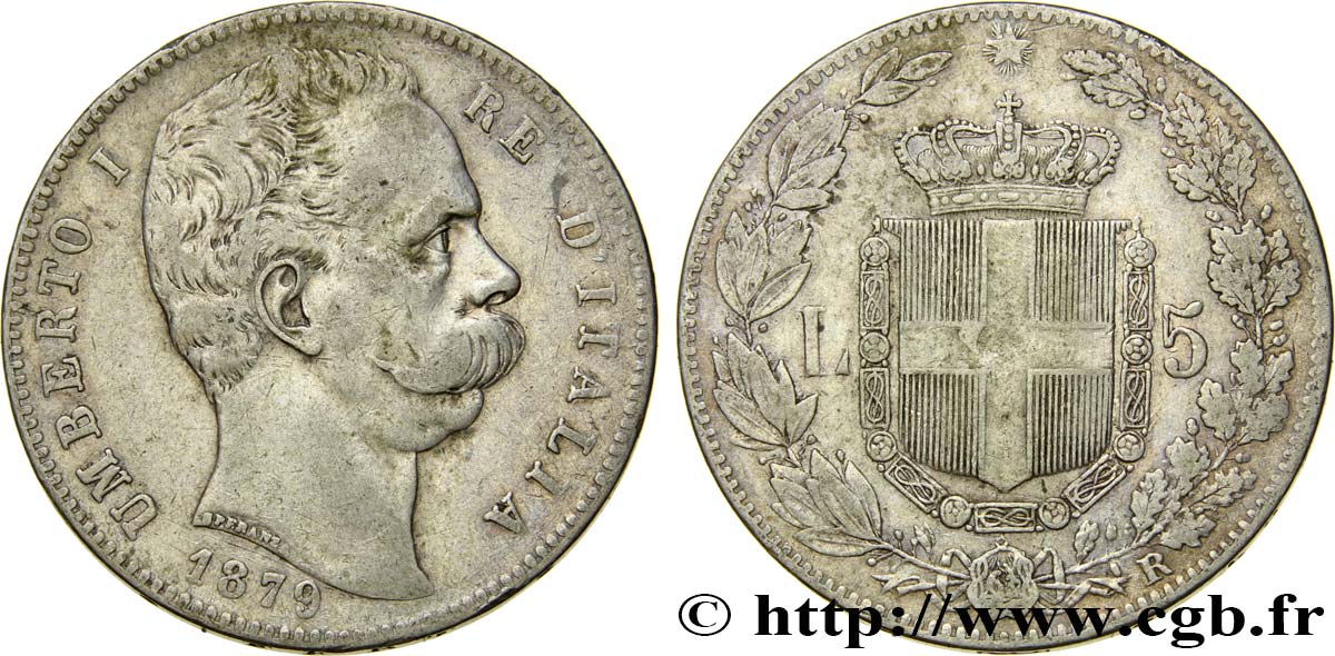 ITALIE 5 Lire Humbert Ier 1879 Rome TB+ 