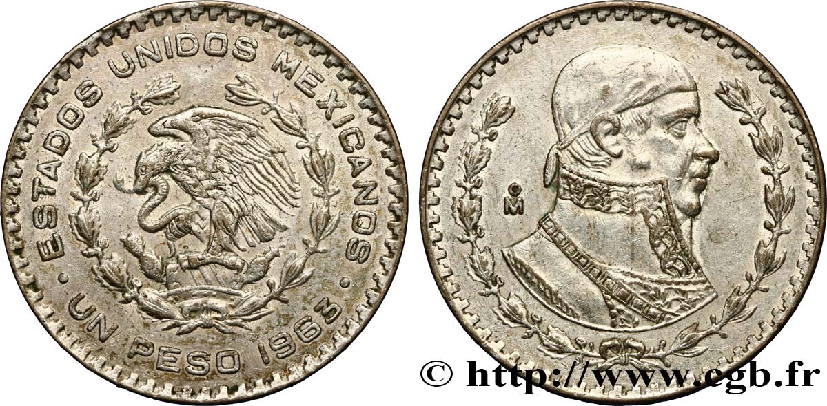 MEXIQUE 1 Peso Jose Morelos y Pavon 1963 Mexico TTB 
