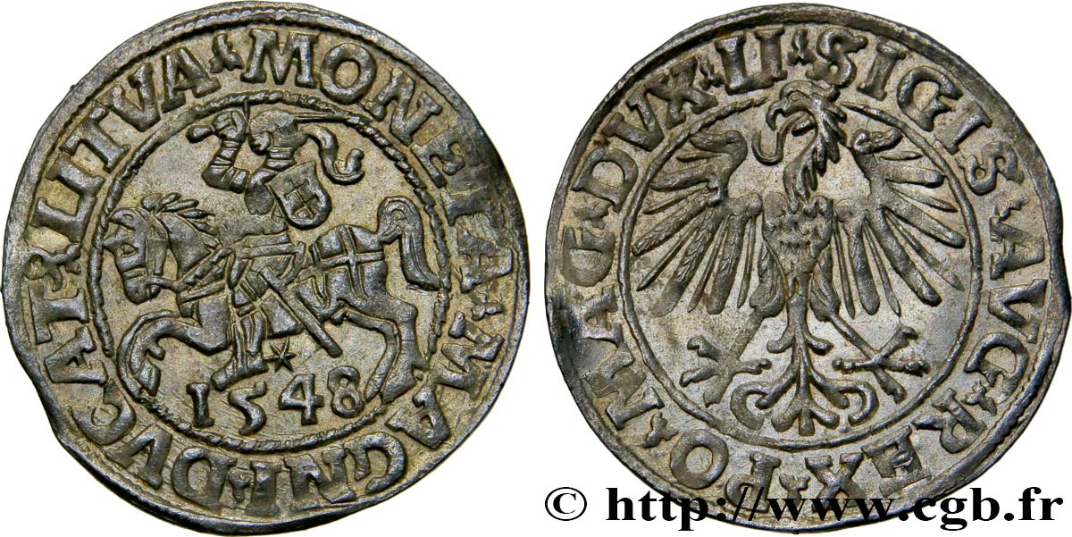 LIVONIE - GRAND DUCHÉ DE LITUANIE - SIGISMOND II VASA Demi-gros 1548  EBC 