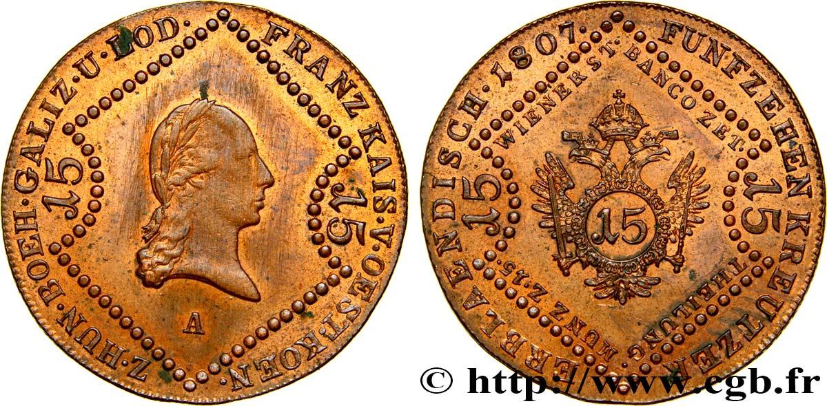 AUTRICHE 15 Kreuzer François Ier 1807 Vienne SUP/SPL 