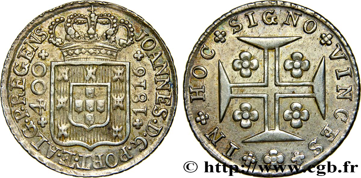 PORTUGAL 400 Reis Jean VI 1816  fVZ 