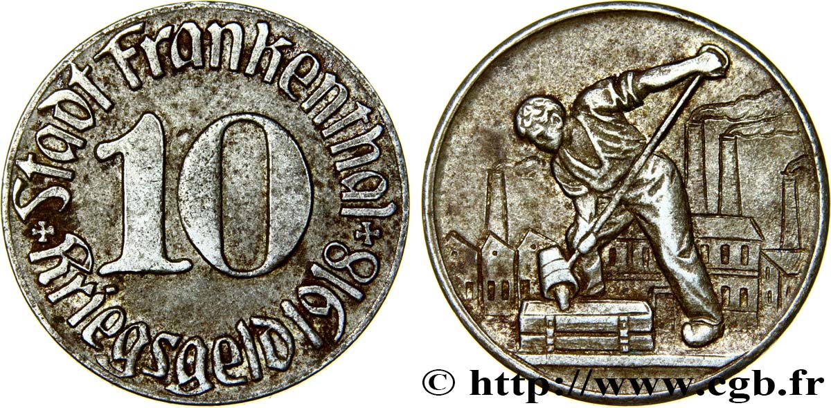 GERMANY - Notgeld 10 Pfennig Frankenthal 1918  XF 