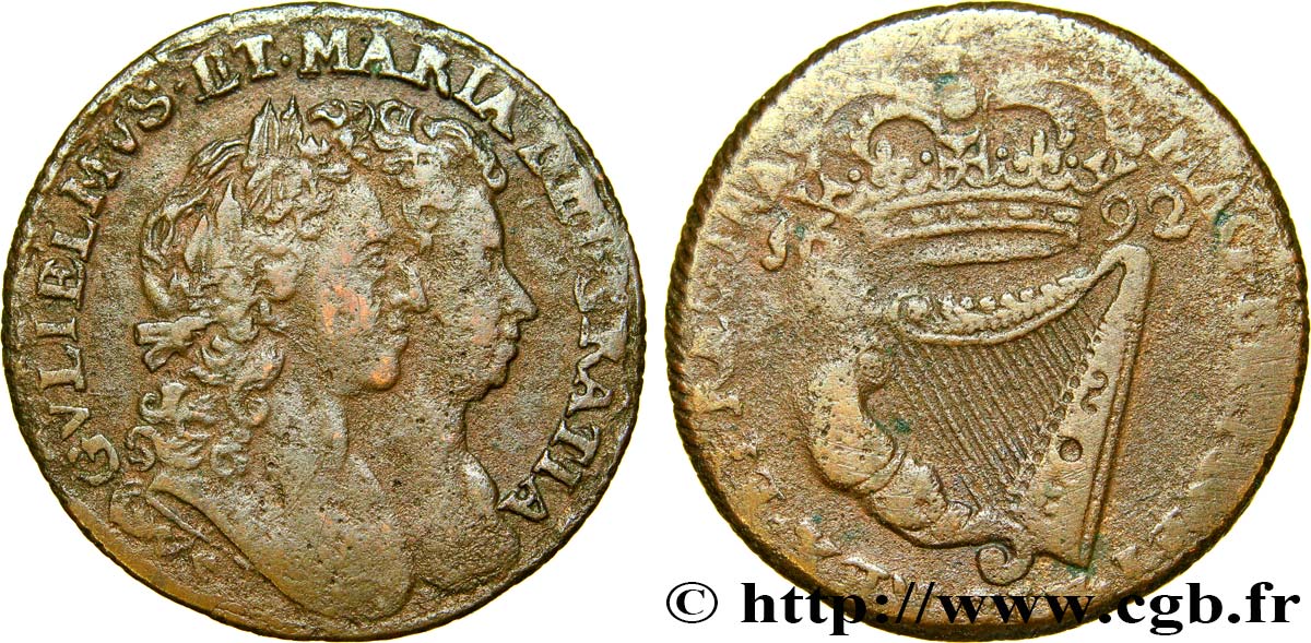 IRLANDA 1/2 Penny William et Mary 1692  BC 