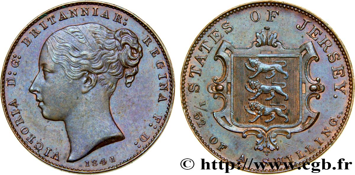 ISLA DE JERSEY 1/52 Shilling Victoria 1841  EBC 