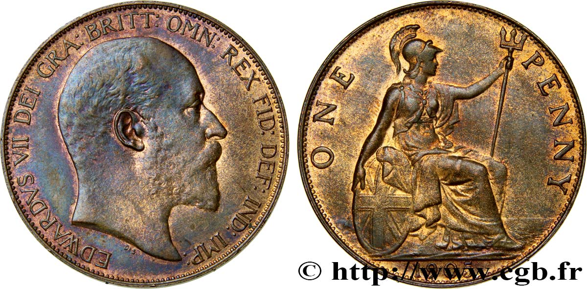 VEREINIGTEN KÖNIGREICH 1 Penny Edouard VII 1905  VZ+ 