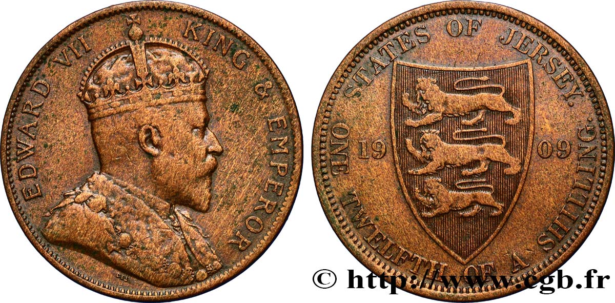 JERSEY 1/12 Shilling Edouard VII 1909  MB 