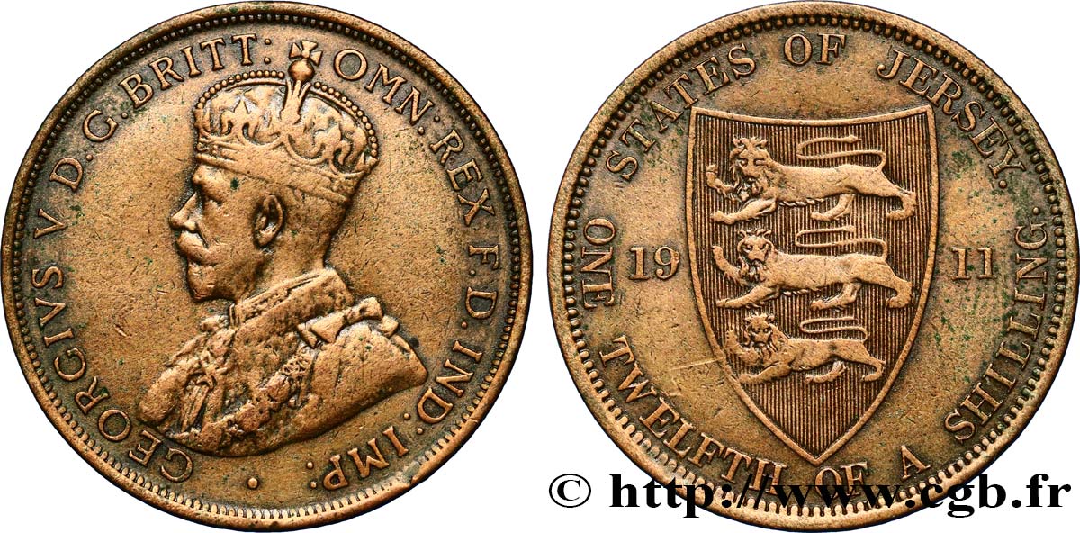 JERSEY 1/12 Shilling Georges V 1911  q.BB 