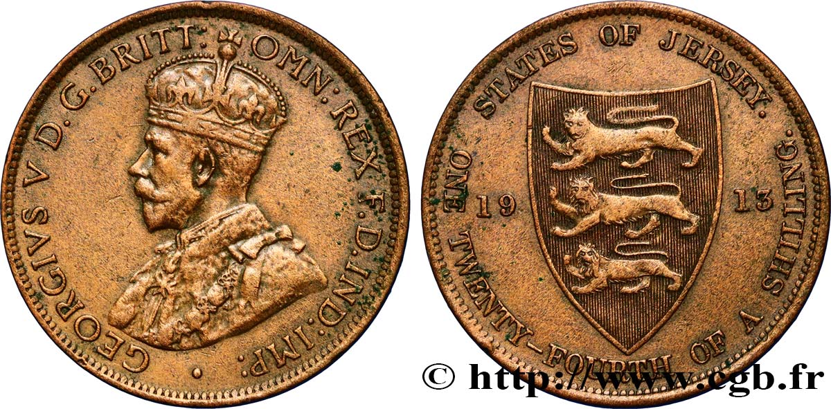 ISLA DE JERSEY 1/24 Shilling Georges V 1913  BC+ 