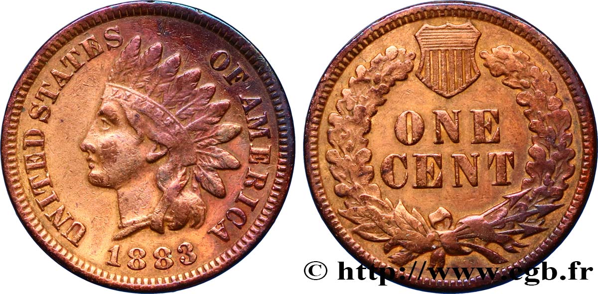 STATI UNITI D AMERICA 1 Cent tête d’indien, 3e type 1883  BB 