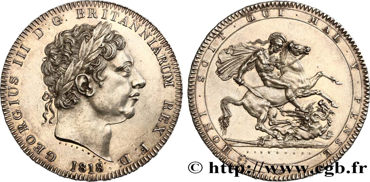 GRANDE-BRETAGNE - GEORGES III Crown 1818 Londres SPL 
