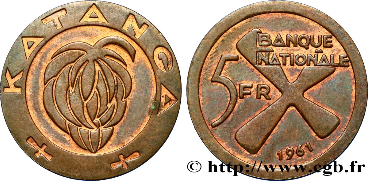 KATANGA 5 Francs 1961  AU 