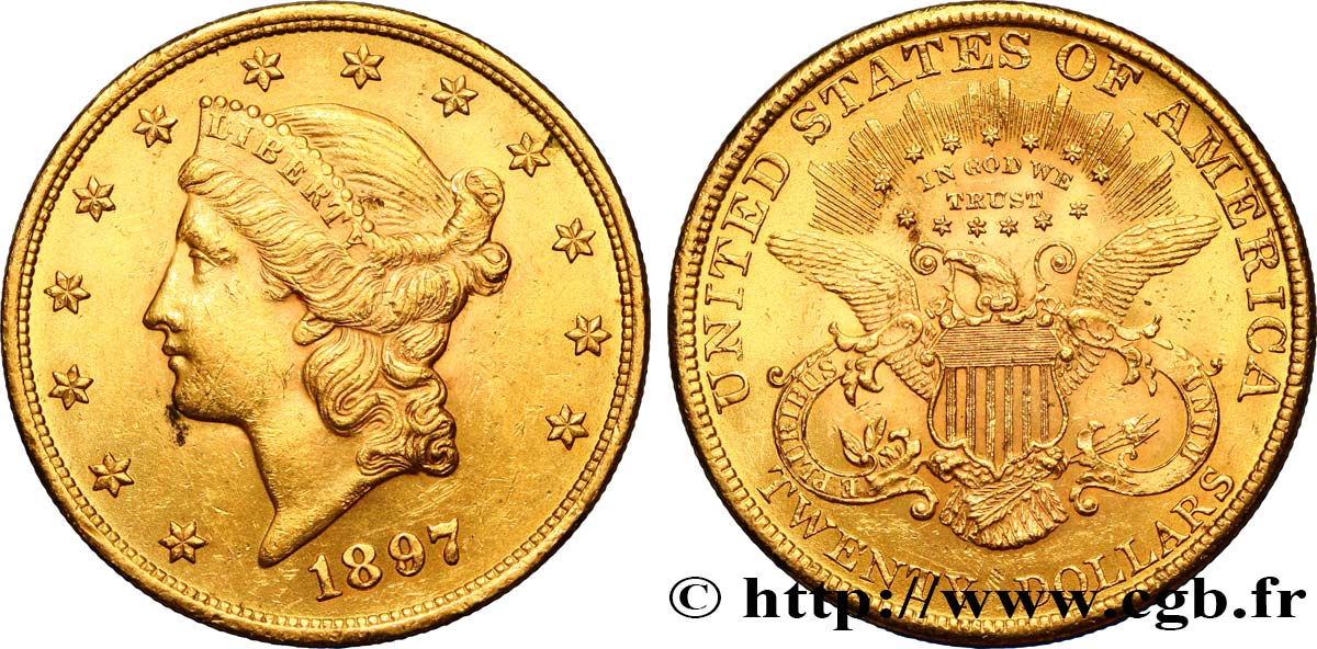 UNITED STATES OF AMERICA 20 Dollars  Liberty  1897 Philadelphie AU 