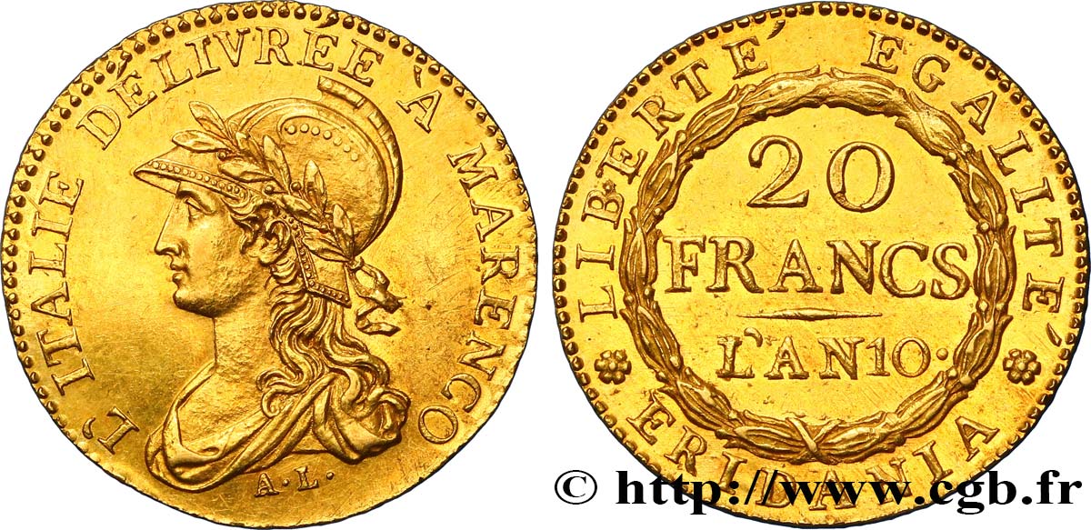 ITALIE - GAULE SUBALPINE 20 Francs or Marengo 1802 Turin SUP 