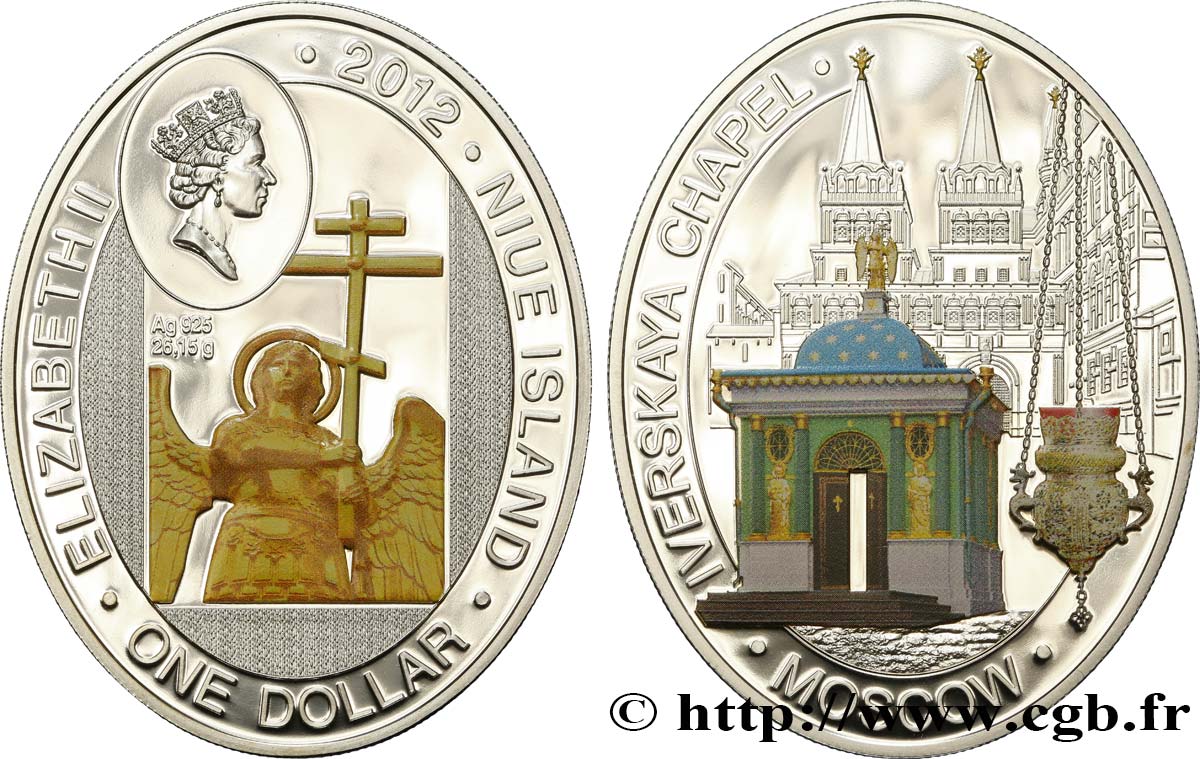 NIUE 1 Dollar Proof Chapelle Iverskaya - Moscou 2012 Varsovie ST 