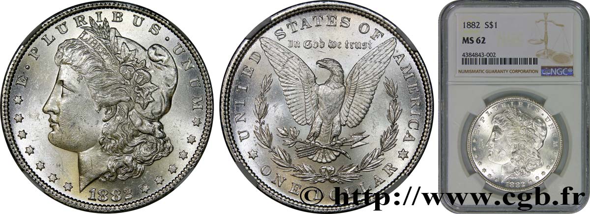 ÉTATS-UNIS D AMÉRIQUE 1 Dollar Morgan 1882 Philadelphie SUP62 NGC