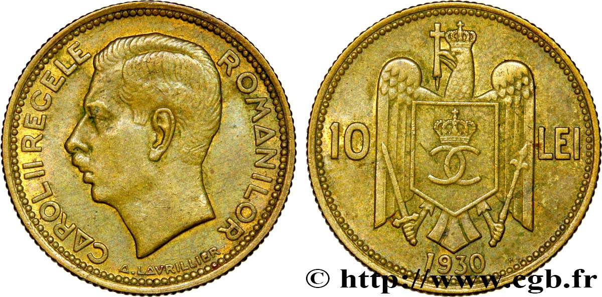 ROMANIA 10 Lei Charles II 1930 Paris AU 