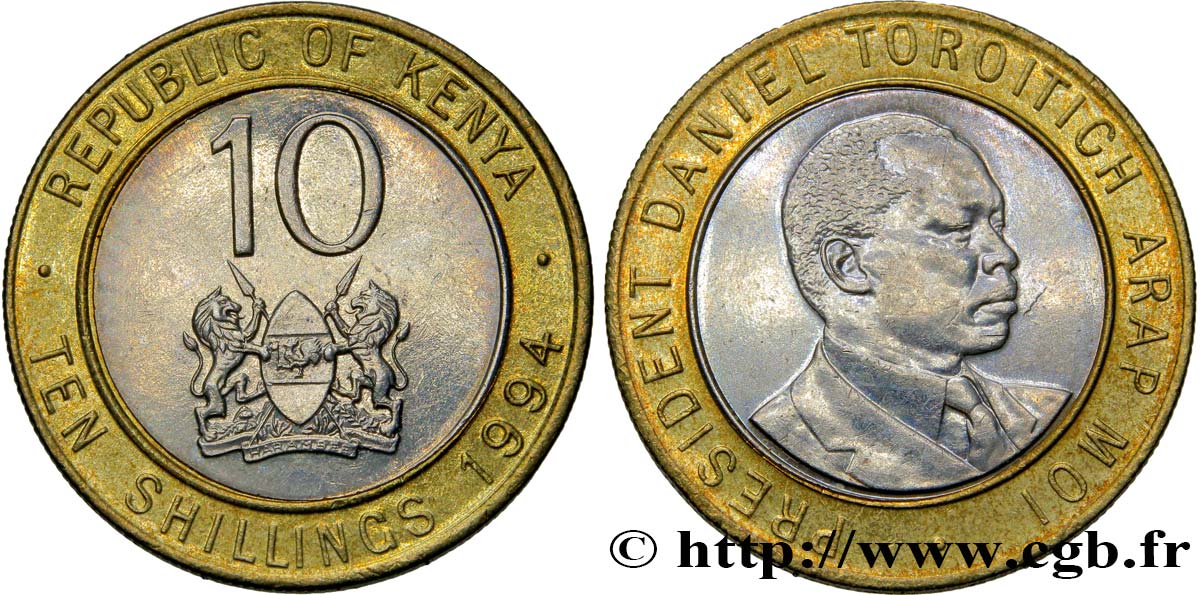KENYA 10 Shillings Président Daniel Arap Moi 1994  AU 