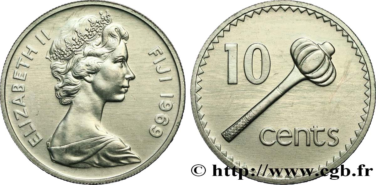FIJI 10 Cents Elisabeth II / massue 1969  AU 