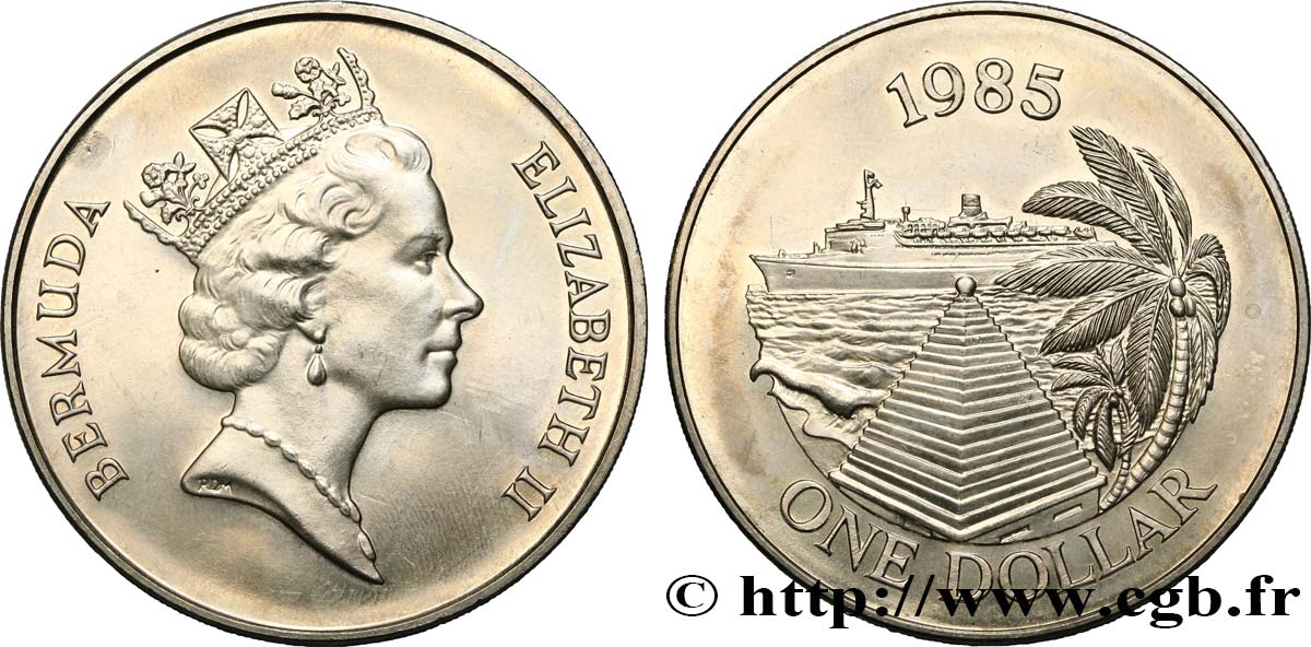 BERMUDAS 1 Dollar navire de croisière 1985  SC 
